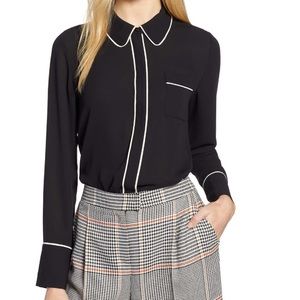 Halogen Black Button Down Blouse